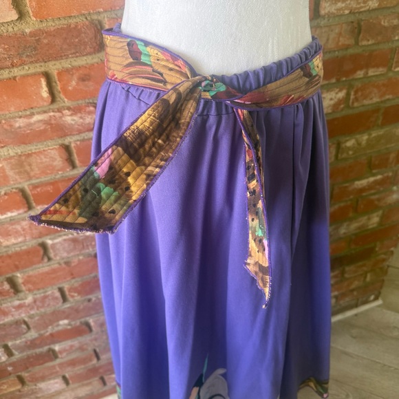 Purple Embroidered A-Line Skirt with Native American Motif - Picture 7 of 9